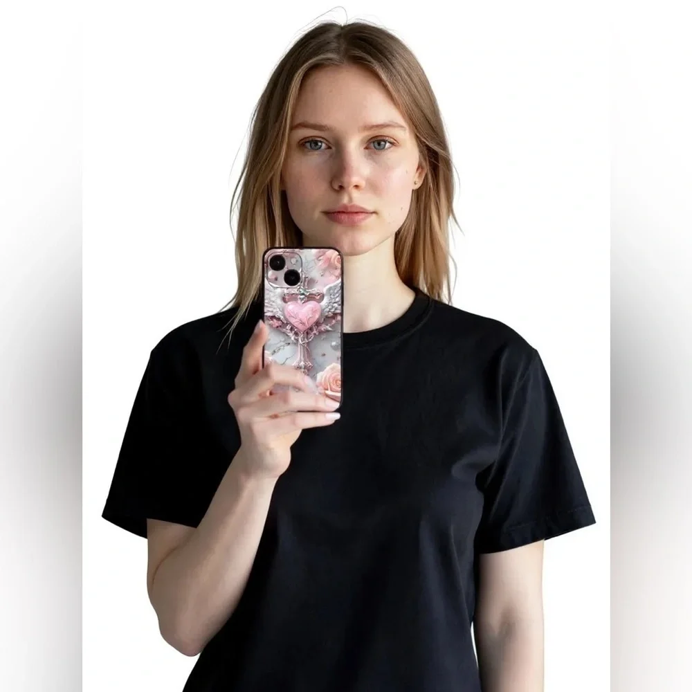 iPhone 16 Pro Max Pink Heart Phone Case